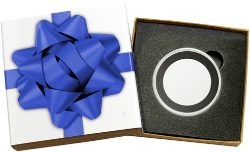 SilverTowne Natural Kraft Paper Gift Box with Blue Bow Box Sleeve